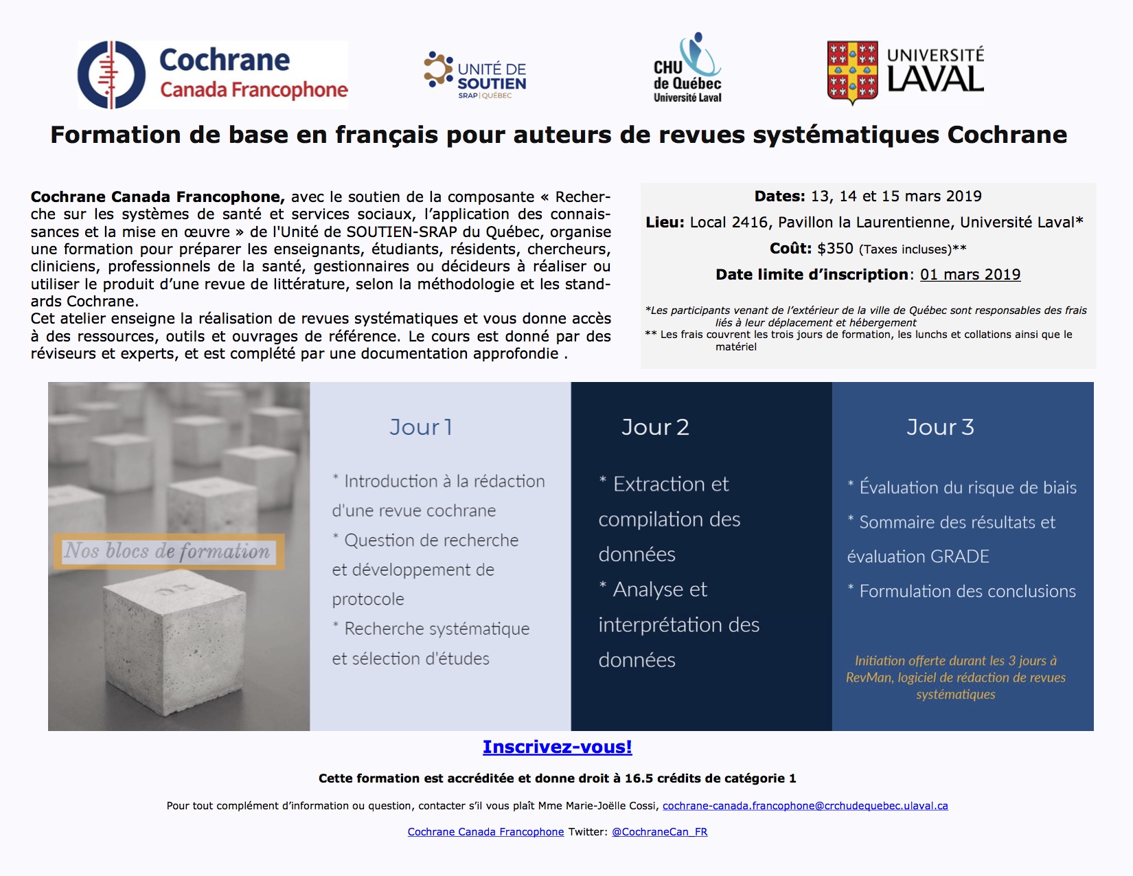 Formation Cochrane mars 2019