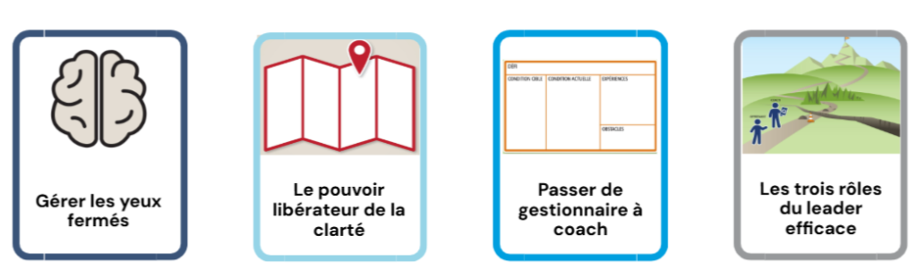 Gérer les yeux fermés, le pouvoir libérateur de la clarté, passer de gestionnaire à coach, les trois rôles du leader efficace
